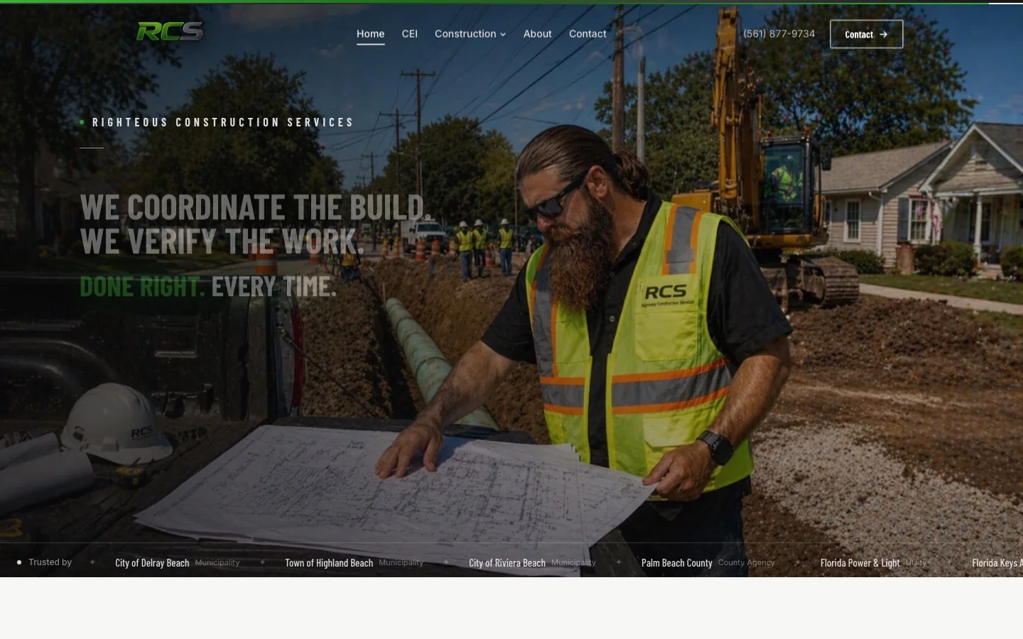 Righteous Construction Services website hero